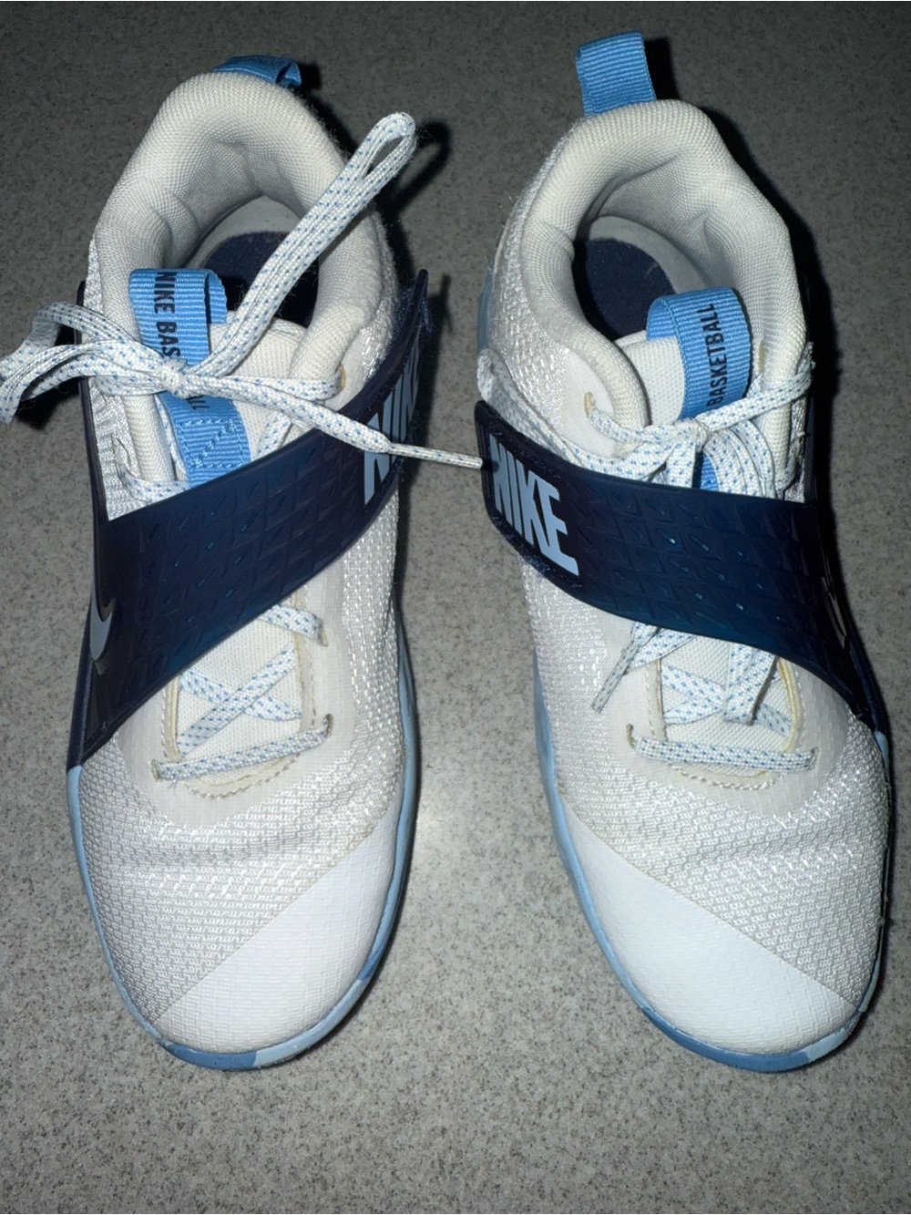 Nike Kids White and Blue Basketball Sneakers